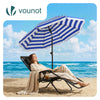 Parasol de jardin 2m avec ancrage sol et sac de transport Bleu blanc - VOUNOT FR