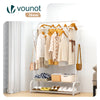 Portant a vetement double avec 2 niveaux etageres chaussures 4 Crochets Lateraux 108x35x145cm metal Blanc - VOUNOT FR