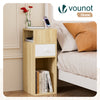 Lot de 2 Table de chevet d’appoint avec tiroir et compartiment 25x30x66cm naturel - VOUNOT FR