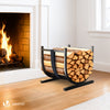 Range Buche Support a bois avec Sangle de Sécurité 41x37x39.5cm en Metal noir
