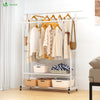 Portant a Vetements double avec roulettes et 2 etageres de rangement 120x40x146cm metal Blanc - VOUNOT FR