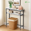 Console table 2 niveaux style industriel en metal et MDF 80x24x80 cm Blanc