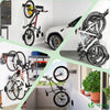 Support mural rangement pour 4 velos et 2 casques rails et crochets metal noir