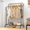 Portant a Vetements Double avec etagere Chaussures 4 Crochets Lateraux 110x58x150cm metal Noir