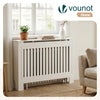 Cache radiateur en MDF avec lattes et etagere 111×19×82 cm Blanc - VOUNOT FR