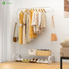 Portant a Vetements avec etagere Chaussures 8 Crochets Lateraux 110x41x150cm metal Blanc - VOUNOT FR