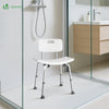 Chaise de douche avec dossier ergonomique a hauteur reglable en aluminum HDPE blanc - VOUNOT FR