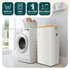 Panier a linge pliable 100L avec sac intérieur cadre bambou et couvercle beige - VOUNOT FR