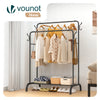 Portant a Vetements Double avec etagere Chaussures 4 Crochets Lateraux 108x58x146cm metal Noir - VOUNOT FR