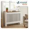 Cache radiateur en MDF avec lattes et etagere 111×19×82 cm Blanc Chêne - VOUNOT FR