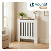 Cache radiateur en MDF avec lattes et etagere 78×19×82 cm Blanc Chêne - VOUNOT FR
