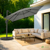 Parasol deporte inclinable Premium carre avec housse protection 3x3m Roma Gris - VOUNOT FR