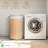 Panier a linge en bambou rond avec couvercle 58L