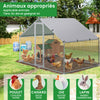 Enclos poulailler en metal galvanise et grillage avec bache PE 300x200x200cm