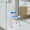 Chaise de douche avec dossier ergonomique a hauteur reglable en aluminum HDPE bleu - VOUNOT FR