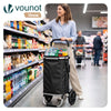 Chariot de course pliable aluminium 2 roues avec sac isotherme noir - VOUNOT FR