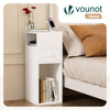 Lot de 2 Table de chevet d’appoint avec tiroir et compartiment 25x30x66cm blanc - VOUNOT FR