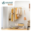 Portant a Vetements avec etagere Chaussures 8 Crochets Lateraux 110x41x147cm metal Blanc