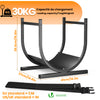 Range Buche Support a bois avec Sangle de Sécurité 41x37x39.5cm en Metal noir