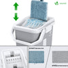 Balai microfibre et Seau Essoreur avec 6 serpillères Réutilisables Balai Plat Double compartiment gris