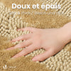 Lot de 2 Tapis de Bain Antidérapant chenille microfibre 60x90cm beige