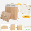 Panier a linge en bambou rectangulaire double compartiments avec couvercle 100L