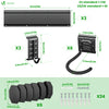 Support mural rangement pour 6 velos et 3 casques rails et crochets metal noir