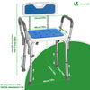 Chaise de douche avec accoudoir et dossier ergonomique a hauteur reglable en aluminum HDPE bleu - VOUNOT FR