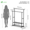 Portant a Vetements double avec roulettes et 2 etageres de rangement 120x40x146cm metal Noir - VOUNOT FR