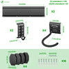 Support mural rangement pour 4 velos et 2 casques rails et crochets metal noir