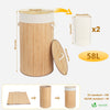 Panier a linge en bambou rond avec couvercle 58L