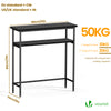 Console table 2 niveaux style industriel en metal et MDF 80x24x80 cm Noir