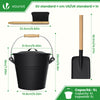 Seau à Cendres en Métal avec Couvercle Pelle et Balai à Main 5L Noir