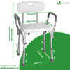 Chaise de douche avec accoudoir et dossier ergonomique a hauteur reglable en aluminum HDPE blanc - VOUNOT FR