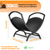 Range Buche Support a bois 40.5x32x33cm en Metal noir