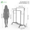 Portant a Vetements Double avec etagere Chaussures 4 Crochets Lateraux 110x58x150cm metal Noir
