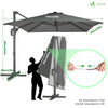 Parasol deporte inclinable Premium carre avec housse protection 3x3m Roma Gris - VOUNOT FR