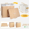 Panier a linge en bambou rectangulaire triple compartiments avec couvercle 150L