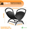 Range Buche Support a bois 40.5x32x33cm en Metal noir