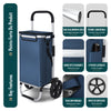 Chariot de course pliable aluminium 2 roues avec sac isotherme bleu marine - VOUNOT FR