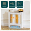 Cache radiateur en MDF avec lattes et etagere 78×19×82 cm Blanc Chêne - VOUNOT FR