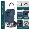 Chariot de course pliable aluminium 2 roues bleu marine - VOUNOT FR