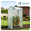Serre de jardin Serre tomates avec grande porte enroulable bache PE renforcee 135g/m2 100x50x150cm Blanc - VOUNOT FR