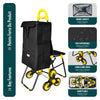 Chariot de courses pliable avec siege Jaune - VOUNOT FR