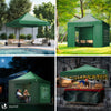 Tonnelle de jardin renforcée 3x3m pliable avec 4 parois et sac de transport a roulette verte