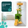Arbre a chat 112cm multi niveaux Griffoir et niche Vert Orange - VOUNOT FR