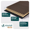 Lot de 4 panneaux acoustiques muraux Tasseaux en bois MDF avec feutre noir 120x60x2.1cm chêne foncé