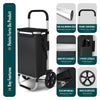 Chariot de course pliable aluminium 2 roues avec sac isotherme noir - VOUNOT FR