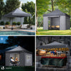 Tonnelle de jardin renforcée 3x3m pliable avec 4 parois et sac de transport a roulette gris - VOUNOT FR