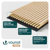 Lot de 6 panneaux acoustiques muraux Tasseaux en bois MDF avec feutre noir 120x60x2.1cm chêne blanc - VOUNOT FR